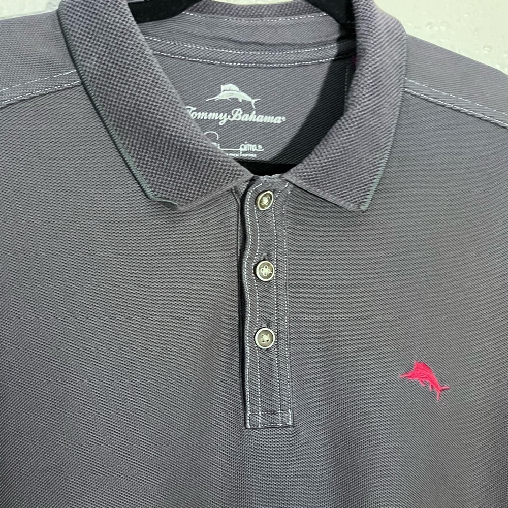 Tommy Bahama Mens Size L Supima Cotton Gray Casual Outdoor Golf Polo Shirt - Picture 2 of 7